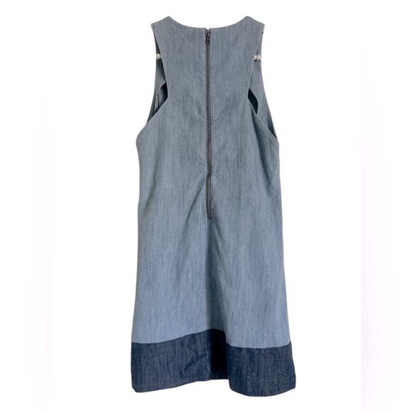 Alice + Olivia Chambray Linen Shift Dress Size XS Blue - Picture 4 of 9